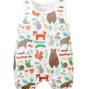 New animal “woodlands” print romper baby 3-6 months